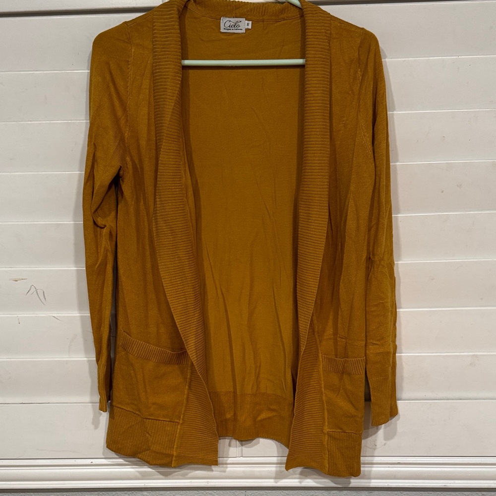 Cielo Women's Golden Open Front Cardigan